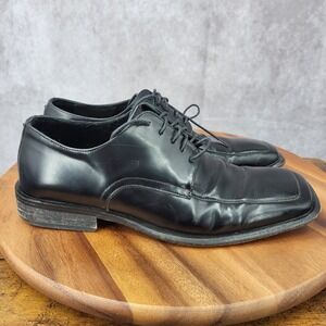 Via Spiga Oxford Shoes Mens 8.5 Black Leather Square‎ Toe Dress Shoes 5051 Italy